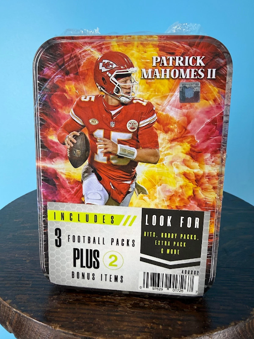 NFL Patrick Mahomes II Trading Card Collectors Tin with packs and bonus items