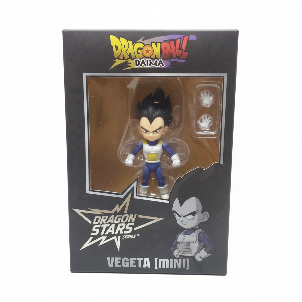 Bandai Dragon Ball Daima Dragon Stars Series Vegeta Mini action figure in retail packaging on white background