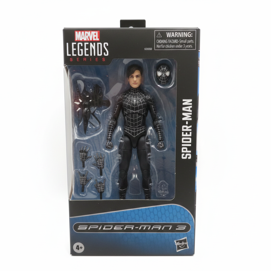 Marvel Legends Spider-Man 3 action figure in retail packaging on white background