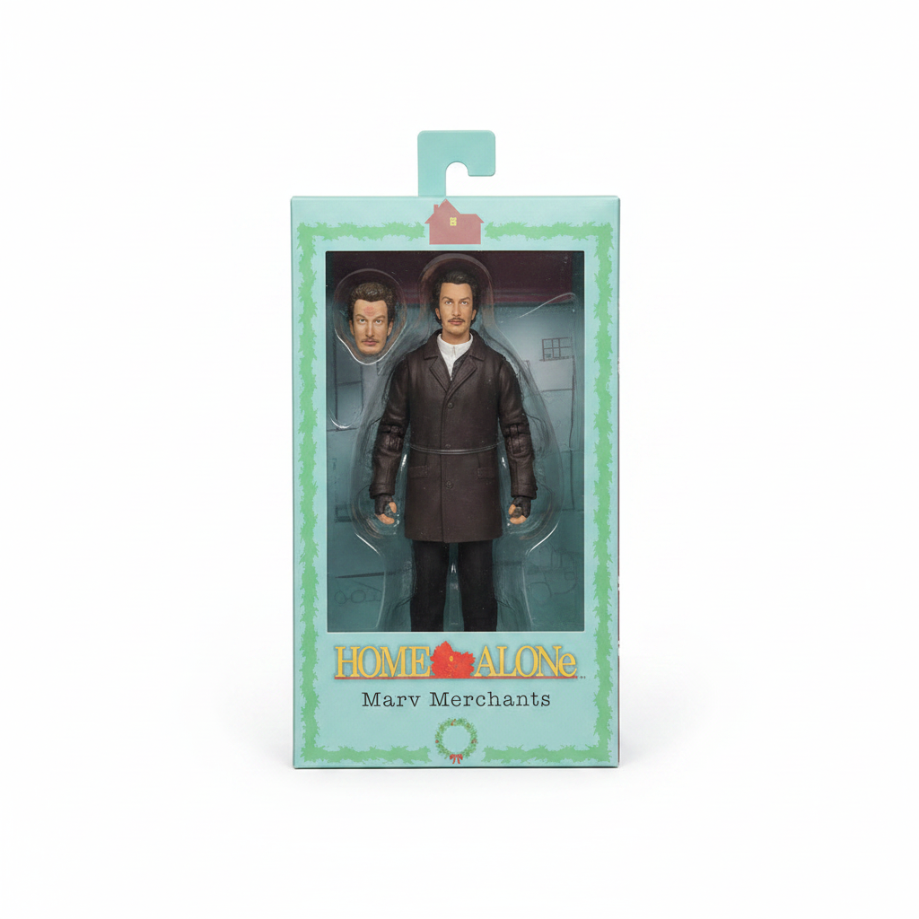 NECA Home Alone Marv Merchants 7-inch action figure in retail packaging on white background