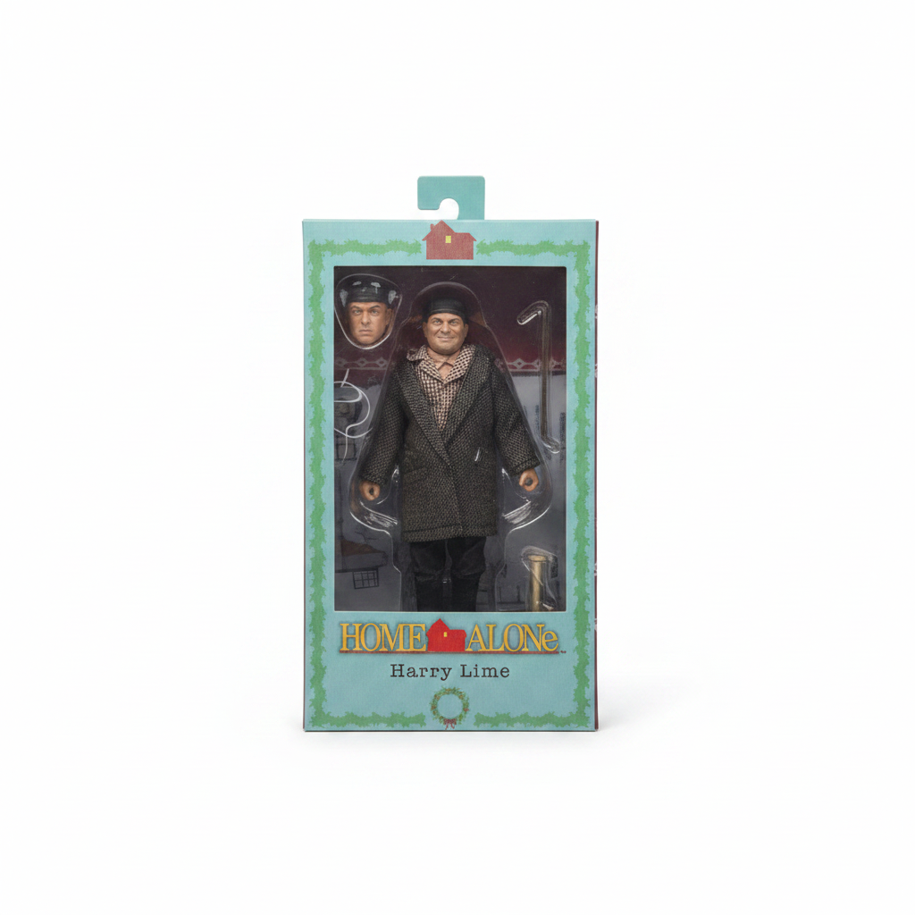 NECA Home Alone Harry Lime 7-inch action figure in retail packaging on white background